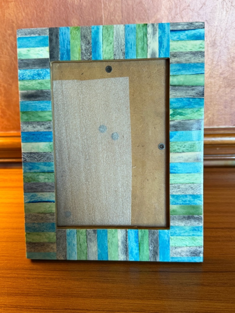 Handcrafted 5x7 Reclaimed Wood Picture Frame - Rustic Multicolor Inlay